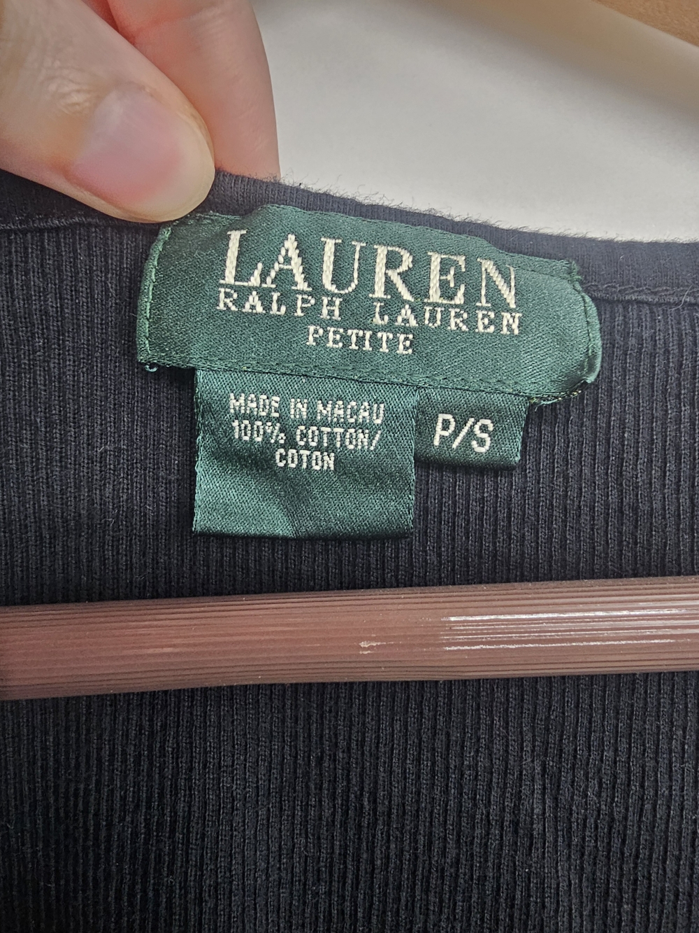 Vintage Lauren Ralph Lauren Black Lace Ribbed Tank Top Petite S - Picture 7 of 8